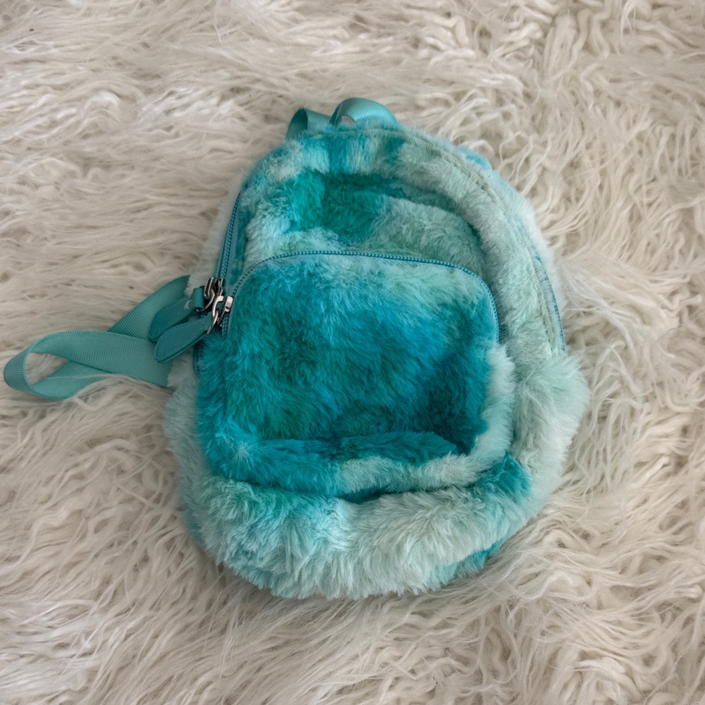 Fluffy Teal Kids Backpack